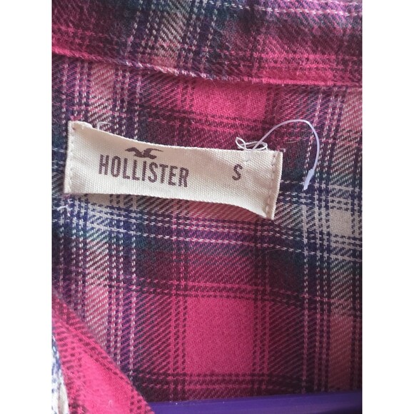 Hollister pink plaid flannel button up shirt SIZE S soft cotton warm winter (I) - Picture 4 of 4
